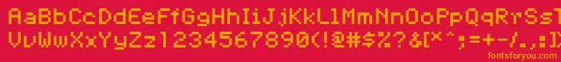 Pfdigerati-Schriftart – Orangefarbene Schriften auf rotem Hintergrund
