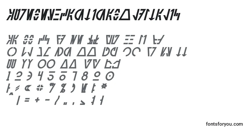 A fonte AurebeshCantinaBoldItalic – alfabeto, números, caracteres especiais