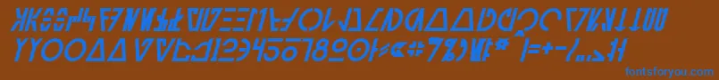 AurebeshCantinaBoldItalic Font – Blue Fonts on Brown Background