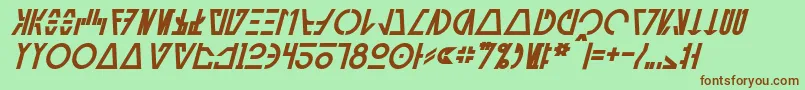 AurebeshCantinaBoldItalic Font – Brown Fonts on Green Background