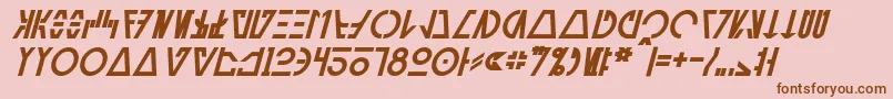 Fonte AurebeshCantinaBoldItalic – fontes marrons em um fundo rosa