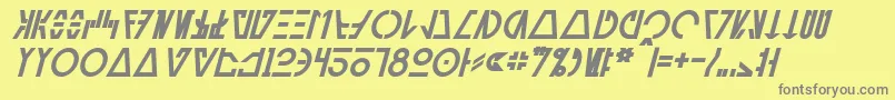 Подробнее о шрифте AurebeshCantinaBoldItalic Шрифт AurebeshCantinaBoldItalic – серые шрифты на жёлтом фоне