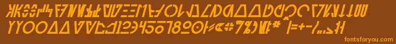 AurebeshCantinaBoldItalic Font – Orange Fonts on Brown Background