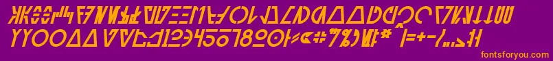 AurebeshCantinaBoldItalic-fontti – oranssit fontit violetilla taustalla