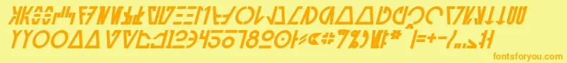 Czcionka AurebeshCantinaBoldItalic – pomarańczowe czcionki na żółtym tle