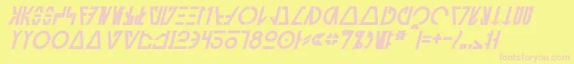 AurebeshCantinaBoldItalic Font – Pink Fonts on Yellow Background
