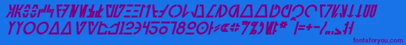 Czcionka AurebeshCantinaBoldItalic – fioletowe czcionki na niebieskim tle