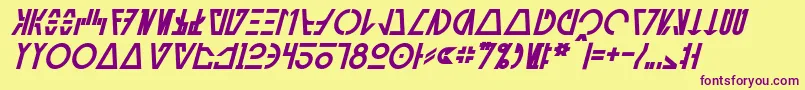 AurebeshCantinaBoldItalic Font – Purple Fonts on Yellow Background