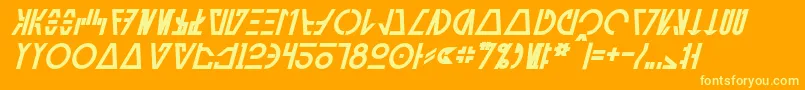 AurebeshCantinaBoldItalic Font – Yellow Fonts on Orange Background
