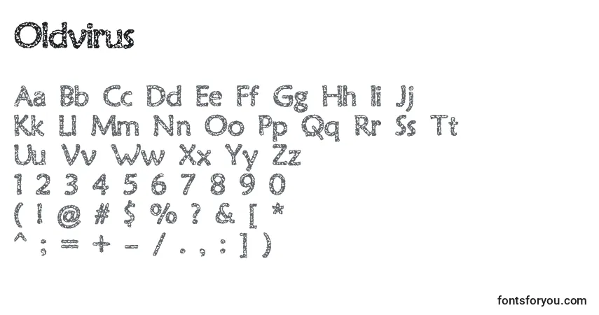 Шрифт Oldvirus – алфавит, цифры, специальные символы