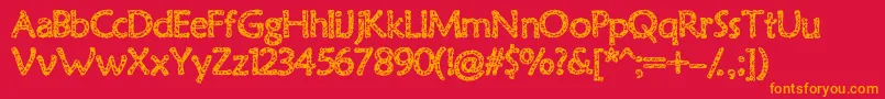 フォントOldvirus – 赤い背景にオレンジの文字