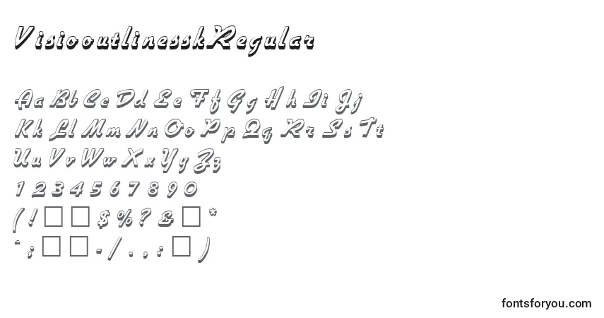 Czcionka VisiooutlinesskRegular – alfabet, cyfry, specjalne znaki