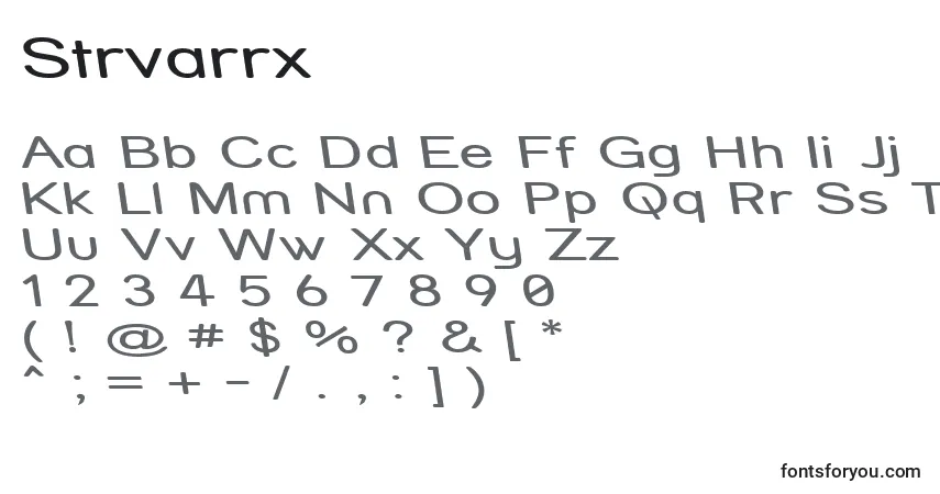 A fonte Strvarrx – alfabeto, números, caracteres especiais