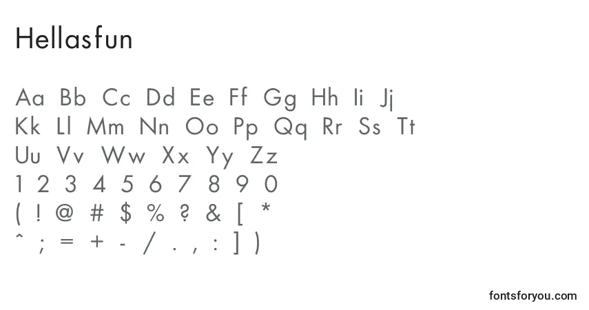 Schriftart Hellasfun – Alphabet, Zahlen, spezielle Symbole