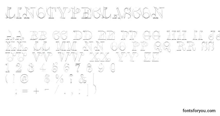 Czcionka Linotypeclascon – alfabet, cyfry, specjalne znaki