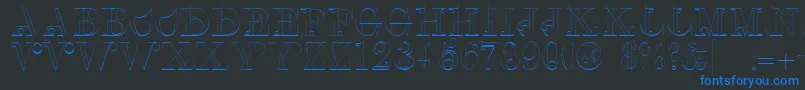 Linotypeclascon-Schriftart – Blaue Schriften auf schwarzem Hintergrund
