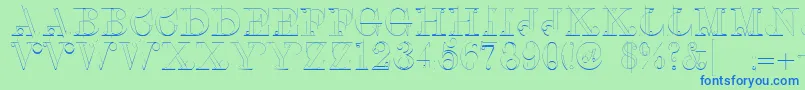 Linotypeclascon-Schriftart – Blaue Schriften auf grünem Hintergrund