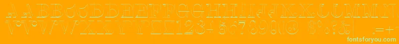 Linotypeclascon-Schriftart – Grüne Schriften auf orangefarbenem Hintergrund