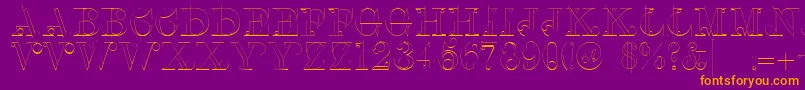 フォントLinotypeclascon – 紫色の背景にオレンジのフォント