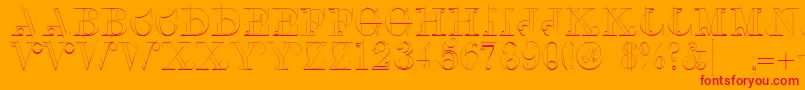 Linotypeclascon-Schriftart – Rote Schriften auf orangefarbenem Hintergrund