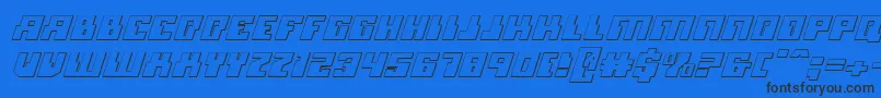 Micronian3DItalic-fontti – mustat fontit sinisellä taustalla