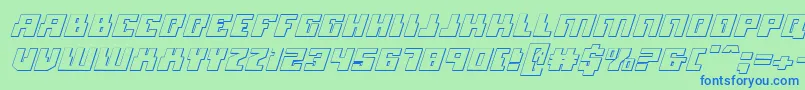 フォントMicronian3DItalic – 青い文字は緑の背景です。