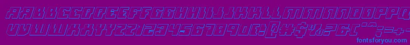 Micronian3DItalic-Schriftart – Blaue Schriften auf violettem Hintergrund