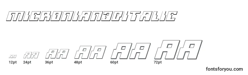 Micronian3DItalic Font Sizes