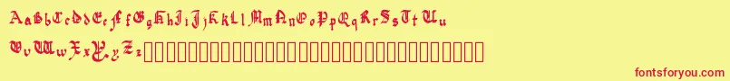 QuadrataPreciosa-Schriftart – Rote Schriften auf gelbem Hintergrund