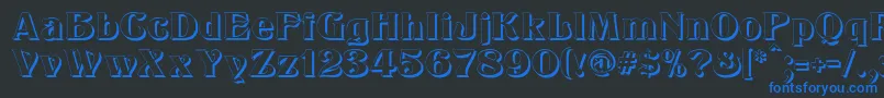 KlarissaShadow-Schriftart – Blaue Schriften auf schwarzem Hintergrund