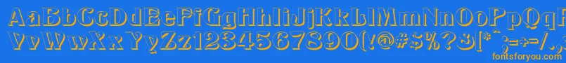 KlarissaShadow-Schriftart – Orangefarbene Schriften auf blauem Hintergrund