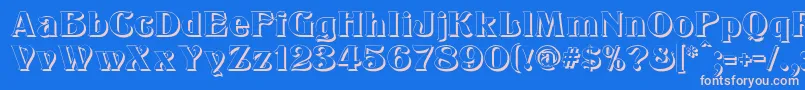 KlarissaShadow-fontti – vaaleanpunaiset fontit sinisellä taustalla
