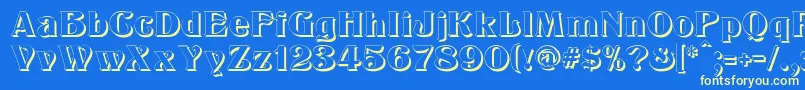 KlarissaShadow-fontti – keltaiset fontit sinisellä taustalla