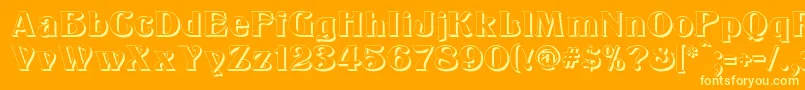 KlarissaShadow-fontti – keltaiset fontit oranssilla taustalla