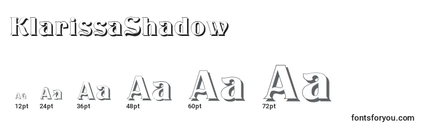 Размеры шрифта KlarissaShadow