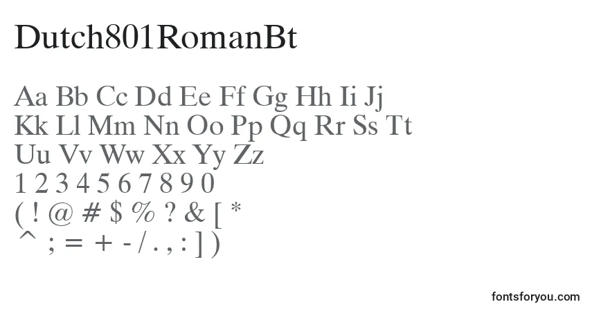 Czcionka Dutch801RomanBt – alfabet, cyfry, specjalne znaki