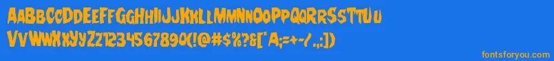 Nightchildecond-Schriftart – Orangefarbene Schriften auf blauem Hintergrund