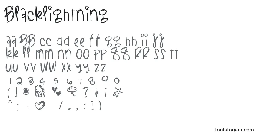Blacklightning Font – alphabet, numbers, special characters