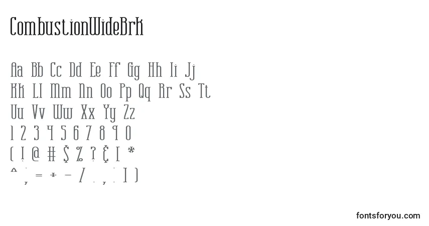 Шрифт CombustionWideBrk – алфавит, цифры, специальные символы
