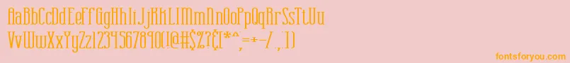 フォントCombustionWideBrk – オレンジの文字がピンクの背景にあります。