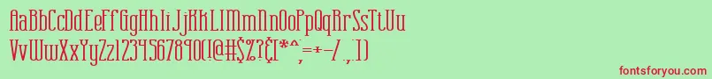 CombustionWideBrk Font – Red Fonts on Green Background