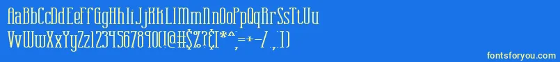 フォントCombustionWideBrk – 黄色の文字、青い背景