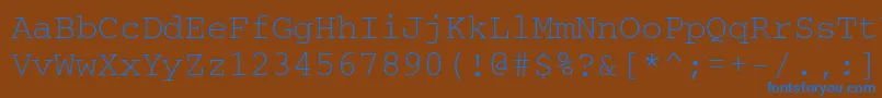 フォントCrr35B – 茶色の背景に青い文字