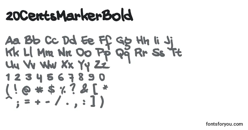 A fonte 20CentsMarkerBold – alfabeto, números, caracteres especiais