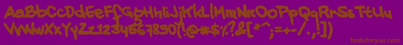 20CentsMarkerBold-Schriftart – Braune Schriften auf violettem Hintergrund