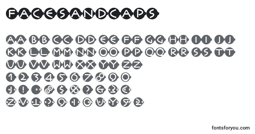 Schriftart Facesandcaps – Alphabet, Zahlen, spezielle Symbole