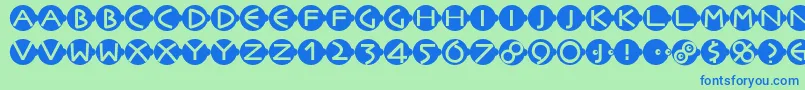 フォントFacesandcaps – 青い文字は緑の背景です。