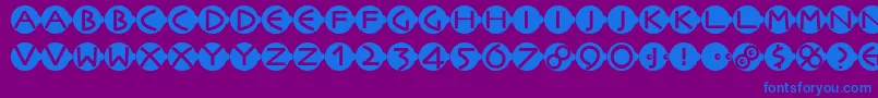 Facesandcaps-Schriftart – Blaue Schriften auf violettem Hintergrund
