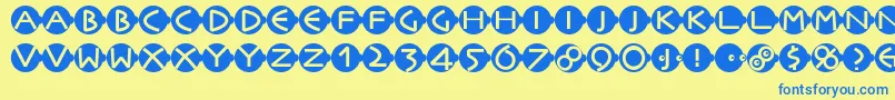 Facesandcaps Font – Blue Fonts on Yellow Background