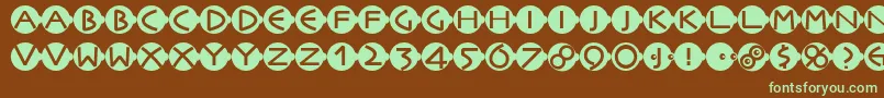 Facesandcaps-fontti – vihreät fontit ruskealla taustalla